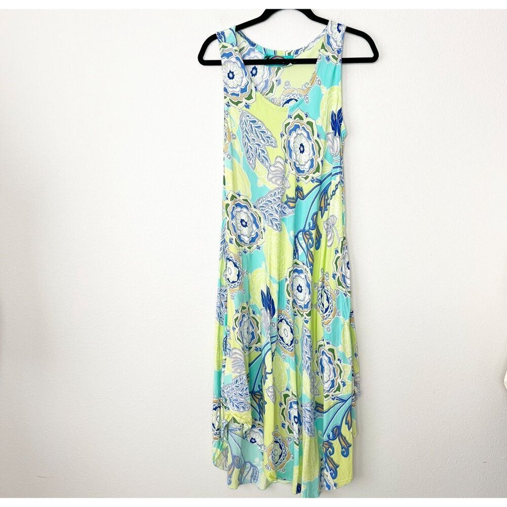 Rainbow Jo Hawaii Womens Medium Floral Rayon Sleeveless Tank Midi Maxi Dress